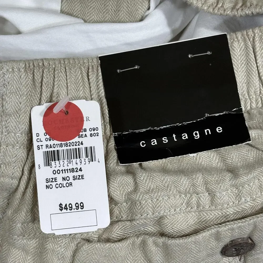 Castagne Linen Pants Mens XLT Natural Drawstring Elastic Waist Casual Relaxed